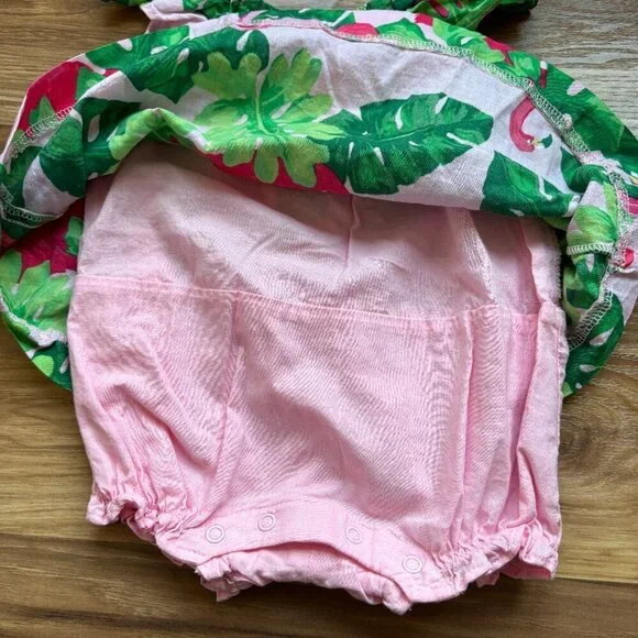 Janie and Jack Baby Tropical Flamingo Ruffle Romper - Picture 5 of 10